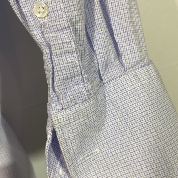 Men's Tattersall 100% Cotton Light Blue Subtle Plaid Dress Shirt Size 16-16.5 - Picture 5 of 9